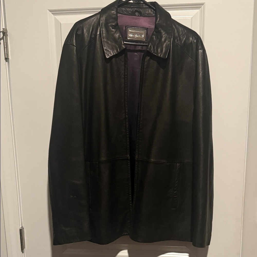 Elegant Black Leather Trench Coat